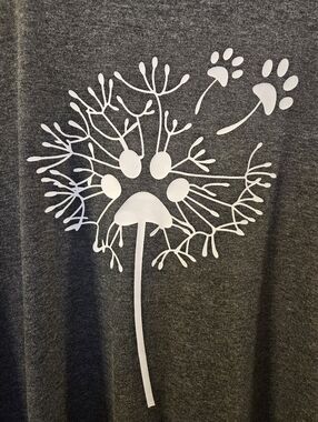Charcoal Gray Graphic Dandelion Tee with White Print